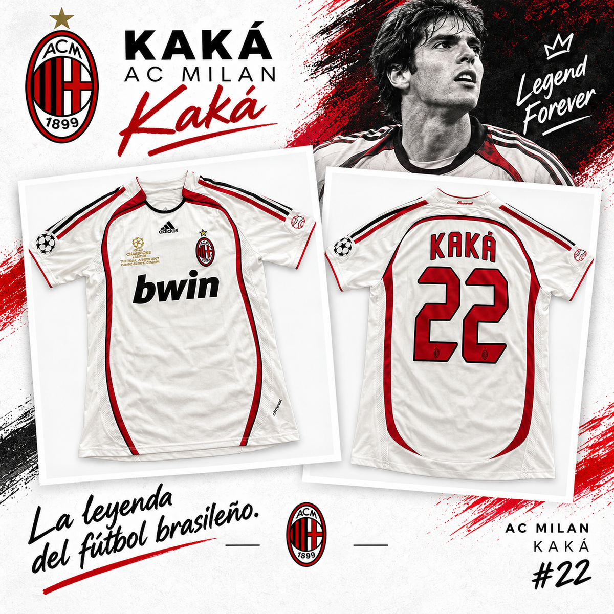 Camiseta Retro AC Milan Kaká – Edición Legendaria