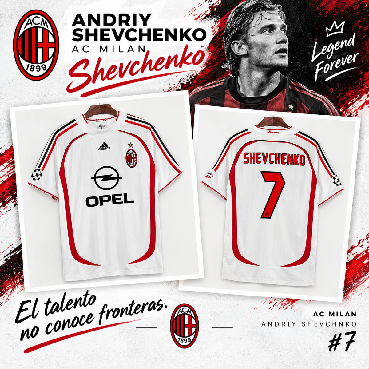 Camiseta AC Milan Shevchenko 7 – Edición Clásica