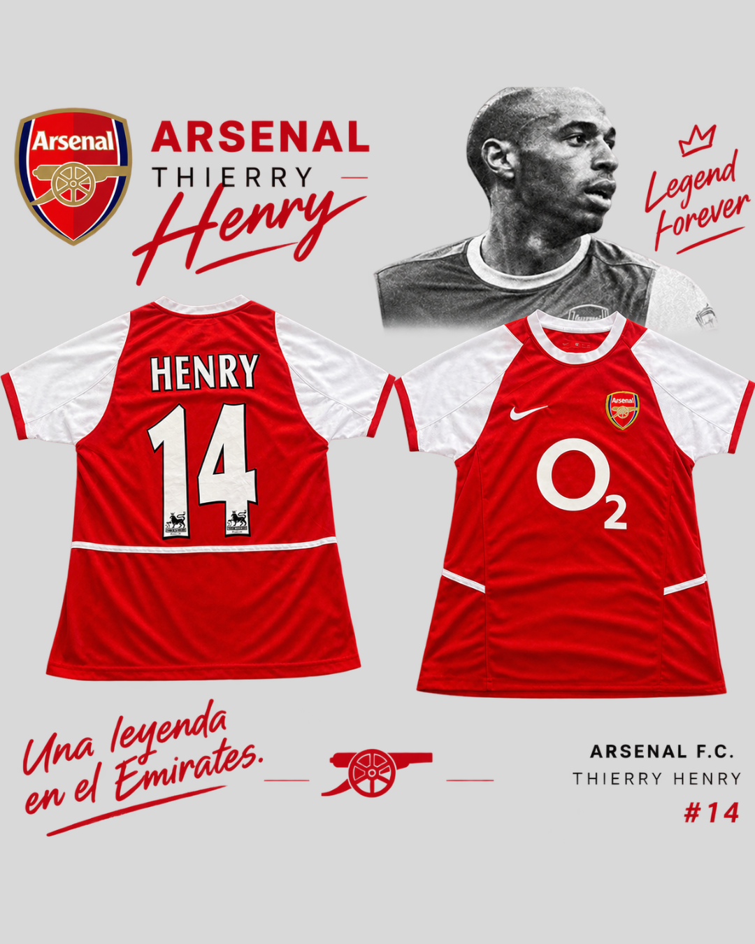 Camiseta Arsenal Henry #14 – Edición Clásica